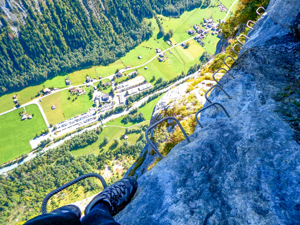 Via Ferrata Murren to Gimmelwald, Switzerland: One Insane Alpine Adventure! What to expect on the via ferrata, what to pack, what equipment you'll need and where to rent it. Do you need a guide? How difficult is it? And more! #viaferrata #murren #gimmelwald #swissalps #switzerland #lauterbrunnenvalley #jungfrau #hiking #rewilding #mywanderlustylife