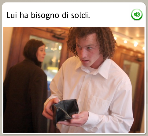 The funniest Rosetta Stone stock images: Italian, he needs money