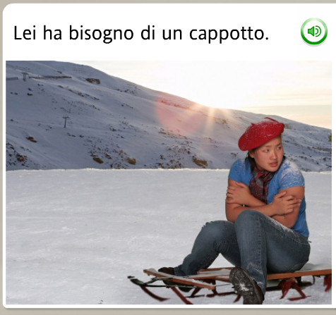 The funniest Rosetta Stone stock images: Italian, she needs a coat
