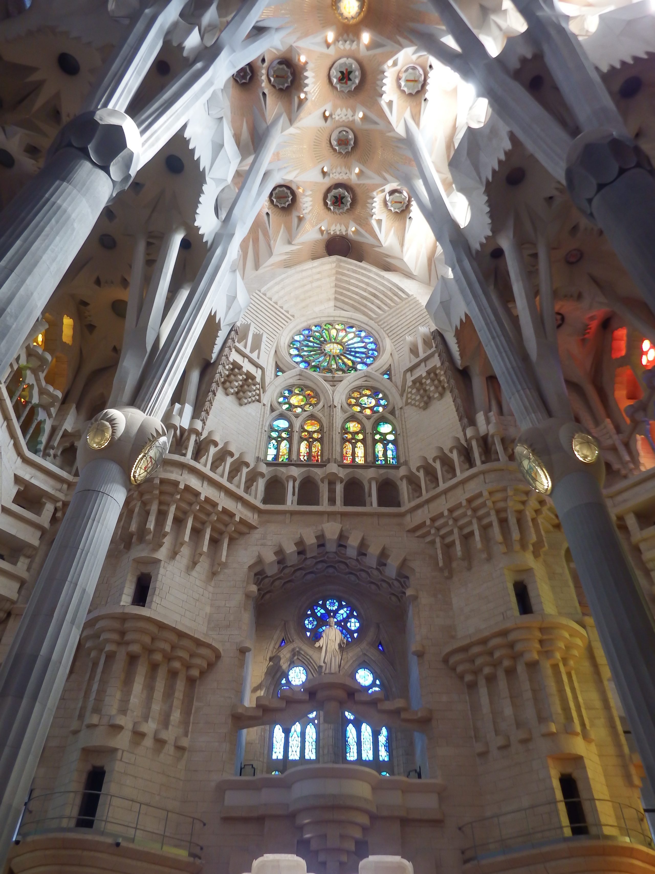 The interior of Gaudí's Sagrada Familia in Barcelona, Spain