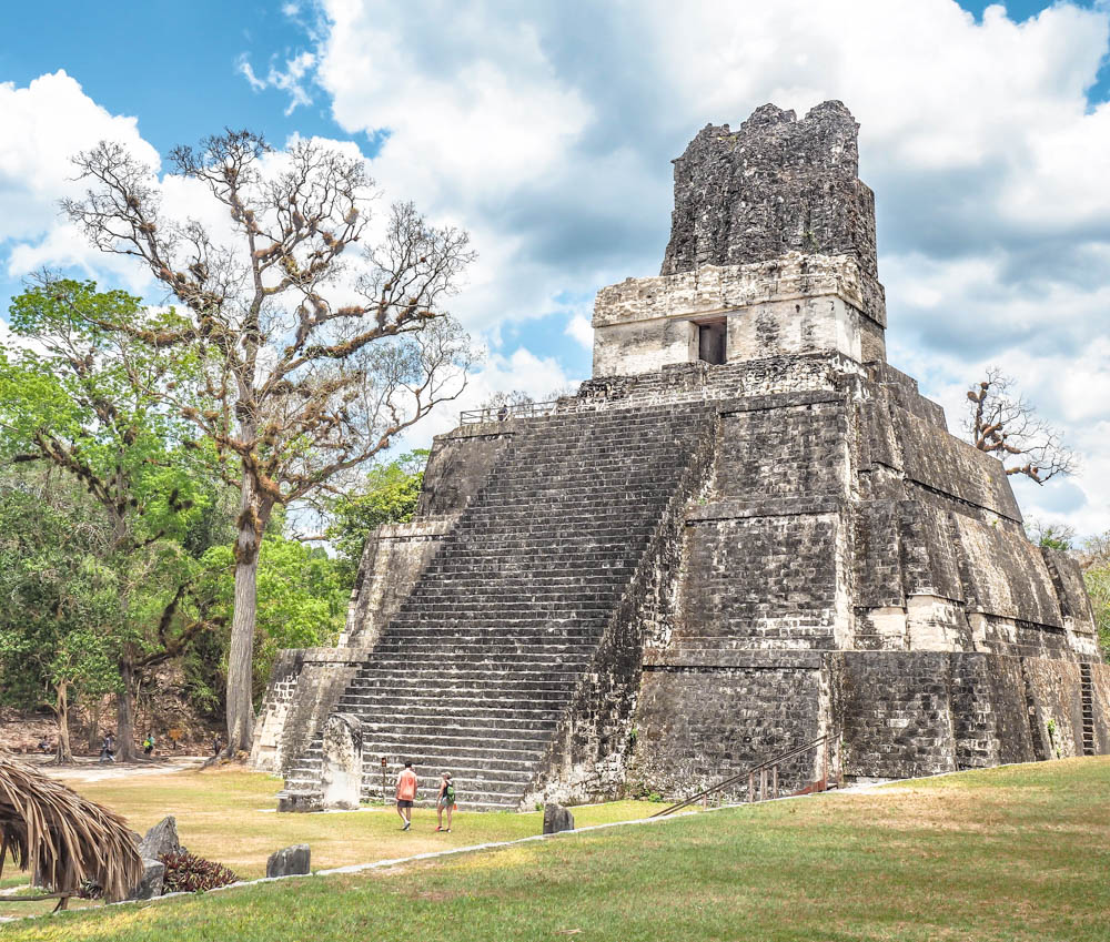 giant ancient temple with only two people present