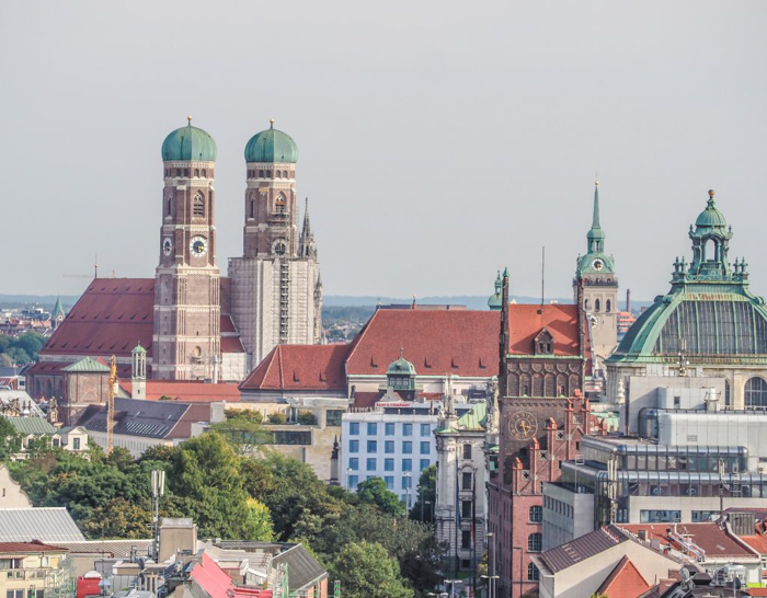 The view of Munich, Germany from the top of the Spaten brewery