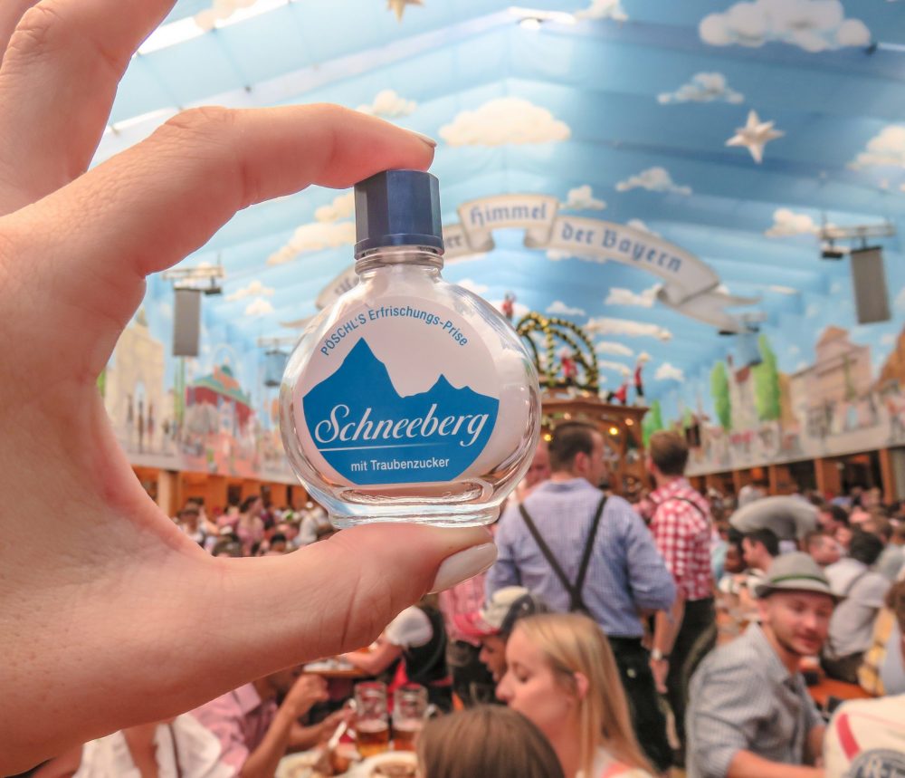 Bottle of white powder at Oktoberfest in Munich, Germany