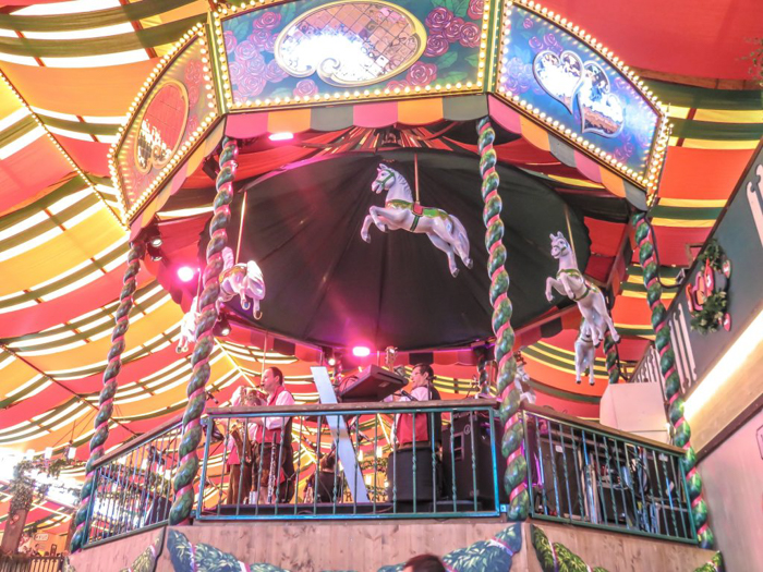 My Wanderlusty Oktoberfest Recap | What it's like at Oktoberfest in Munich, Germany | What it's like to travel to Oktoberfest with Thirsty Swagman | Oktoberfest beer tents | Oktoberfest food and beer | What to wear to Oktoberfest | Oktoberfirsts | Marstall Tent | Carousel horses
