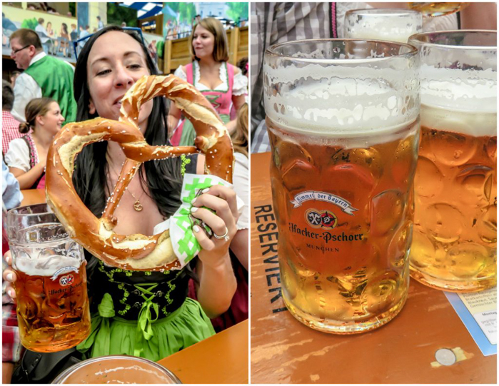 My Wanderlusty Oktoberfest Recap | What it's like at Oktoberfest in Munich, Germany | What it's like to travel to Oktoberfest with Thirsty Swagman | Oktoberfest beer tents | Oktoberfest food and beer | What to wear to Oktoberfest | Oktoberfirsts | Hacker-Pschorr Festzelt | Hacker-Pschorr Tent