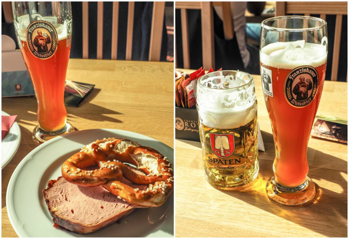 Beer and food at the Spaten Brewery in Munich, Germany