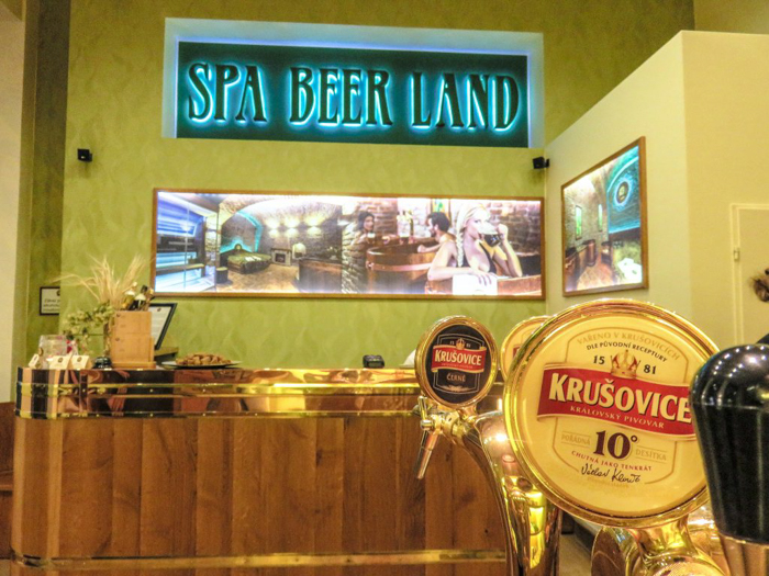 The desk at Pivni Lazni Spa Beerland -- the Prague beer spa you need to visit