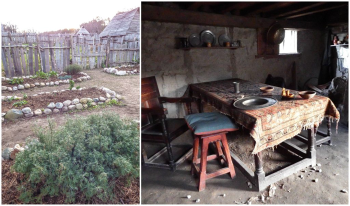 Gardens and inside house at Plimoth Plantation after Thanksgiving dinner in Plymouth, Massachusetts -- just outside Boston