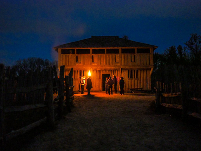 Plimoth Plantation at night after Thanksgiving dinner in Plymouth, Massachusetts -- just outside Boston