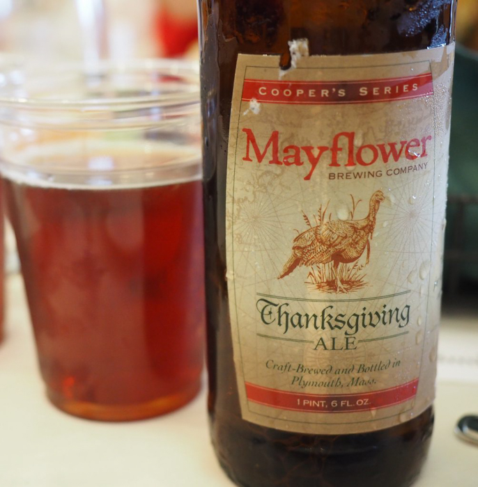 Mayflower beer at Plimoth Plantation Thanksgiving Dinner in Plymouth, Massachusetts -- just outside Boston