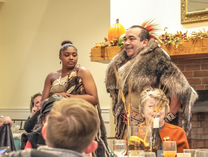 Wampanoag Native Americans at Plymouth Plantation Thanksgiving Dinner in Plymouth, Massachusetts