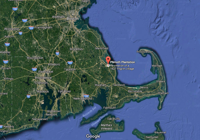 Where is Plimoth Plantation? A map showing Plimouth Plantation in Plymouth, Massachusetts -- just an hour south of Boston