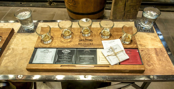 Flight of Jack Daniel's Distillery tour in Lynchburg, Tennessee | Tennessee Whiskey | perfect day trip from Nashville | Southern lunch at Miss Mary Bobo's Boarding House | Jack Daniel's Honey | Jack Daniel's Fire | Gentlemen Jack | Jack Daniel's Single Barrel Select | Old no. 7