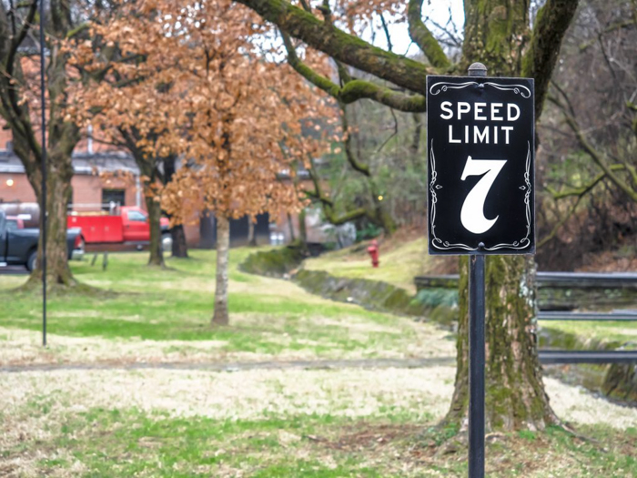 Jack Daniel's Distillery tour in Lynchburg, Tennessee | Tennessee Whiskey | perfect day trip from Nashville | Southern lunch at Miss Mary Bobo's Boarding House | Jack Daniel's Honey | Jack Daniel's Fire | Gentlemen Jack | Jack Daniel's Single Barrel Select | Old no. 7 | speed limit sign