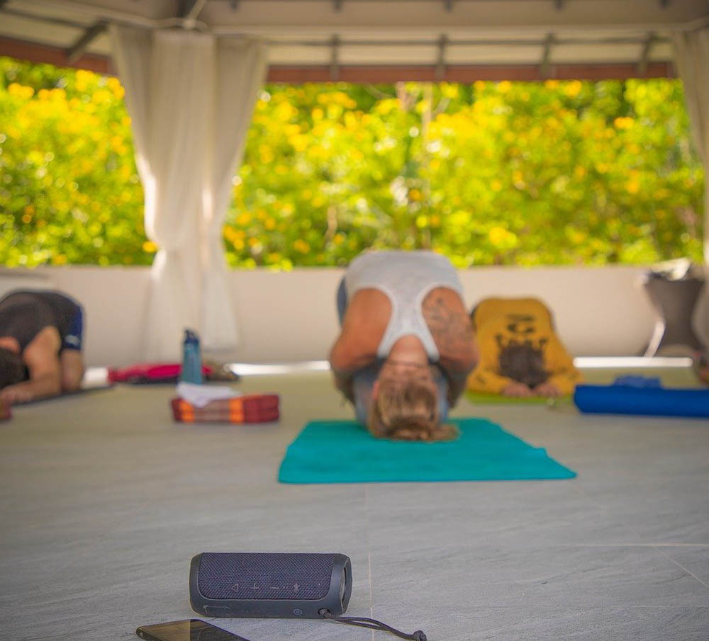 yoga class in an open air room