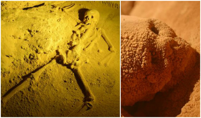 Skeleton and skull inside the ATM Cave in Belize | Map | San Ignacio, Belize | Cayo District | Tapir Mountain Nature Reserve | Actun Tunichil Muknal | Maya | Mayan archaeological site | skeletal remains | Cave of the Sone Sepulcher | Pacz Tours