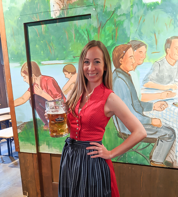 wearing a dirndl without a blouse | How to dress for Oktoberfest, a Complete and Honest Oktoberfest Packing Guide for dirndls | What to wear to Oktoberfest in Munich, Germany #oktoberfest #dirndl #munich #germany #festival #beerfestival