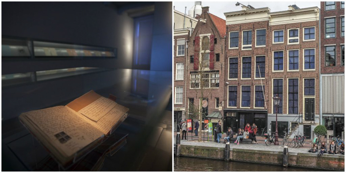 Building exterior and Anne Frank's diary at the Anne Frank House in Amsterdam | 3 days in Amsterdam, Netherland | Dutch History | WW2 | Diary of Anne Frank