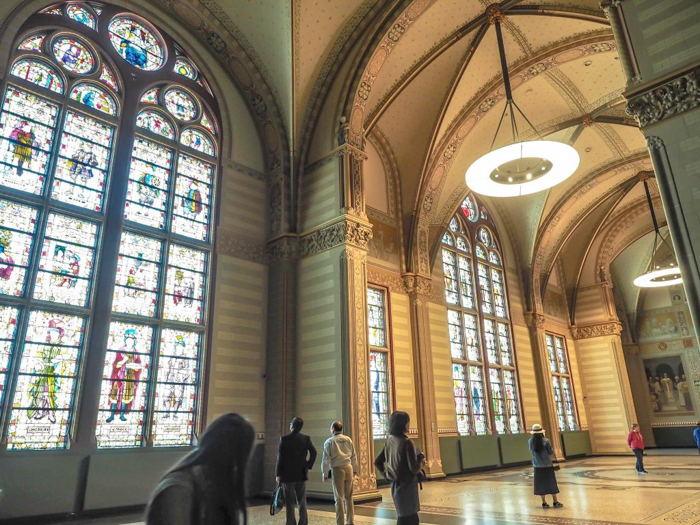 Grand Hall interior of the Rijksmuseum | 3 days in Amsterdam, Netherlands | stained glass windows