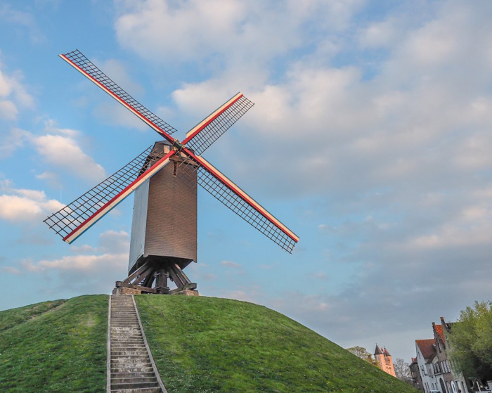 Windmills around the corner from St. Christopher's Inn Bruges, Belgium | Hostel at the Bauhaus