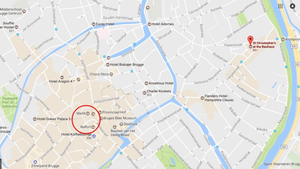 Map | St. Christopher's Inn Bruges | Bauhaus | Hostel | Bruges, Belgium 