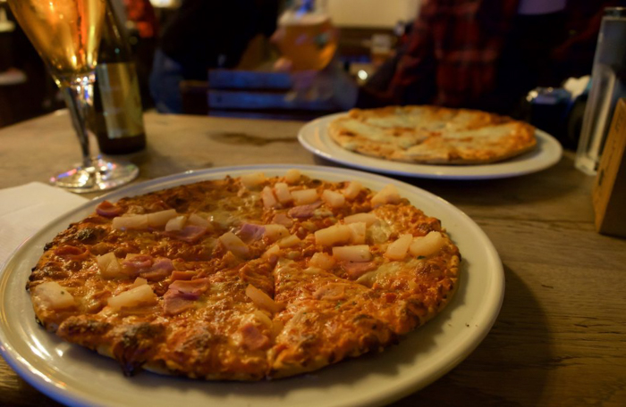 Pizza at St. Christopher's Inn Bruges, Belgium | Hostel at the Bauhaus | Brugge