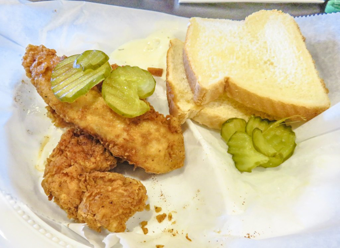 An exploration of Nashville Hot Chicken | Bolton's Spicy Chicken and Fish | Nashville, Tennessee | chicken and waffles, chicken tenders, spicy fried chicken | Southern cuisine | Soul food | light mild tenders