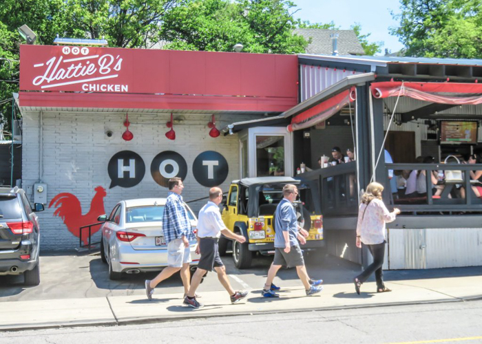 An exploration of Nashville Hot Chicken | Hattie B's | Nashville, Tennessee | chicken and waffles, chicken tenders, spicy fried chicken | Southern cuisine | Soul food | Outside of the building