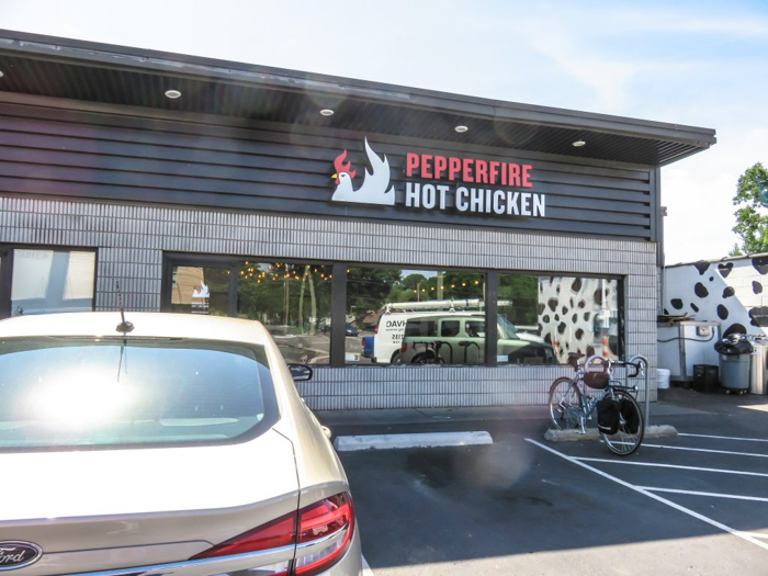 An exploration of Nashville Hot Chicken | Pepperfire Hot Chicken | Nashville, Tennessee | chicken and waffles, chicken tenders, spicy fried chicken | Southern cuisine | Soul food | Outside of the building