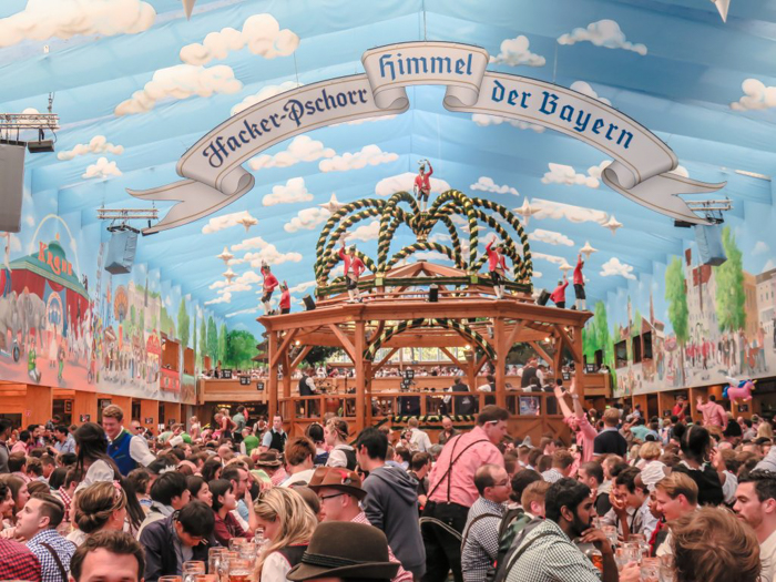 the Hacker Pschorr tent at Oktoberfest in Munich, Germany