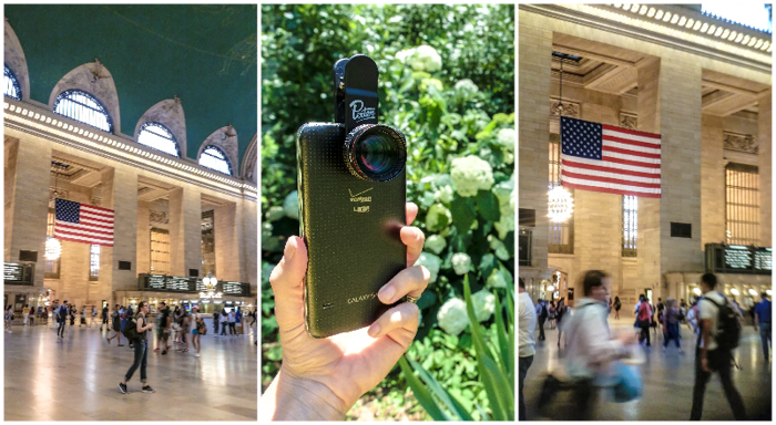 Best travel photography gear for time-budget travelers | Clip on smartphone lenses by Pixter | Telephoto lens | Cell phone camera lenses iPhone and Android | Before and After at Grand Central Station in New York City