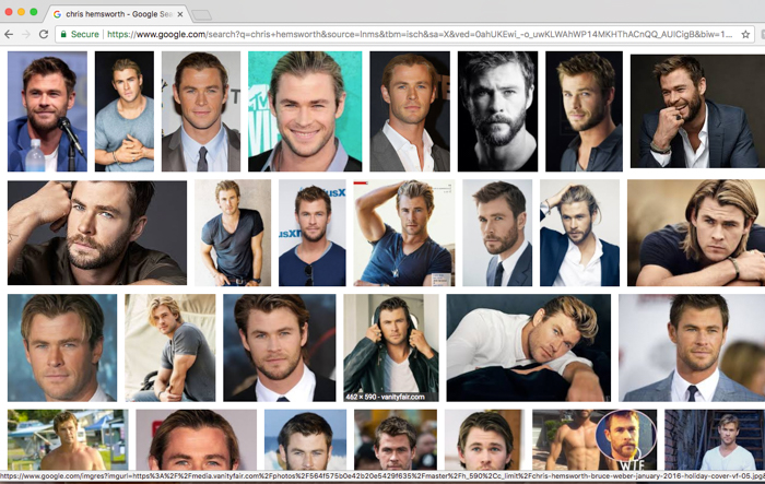 Screen shot of a Google search of Chris Hemsworth - to prove he's nothing but gorgeous. 