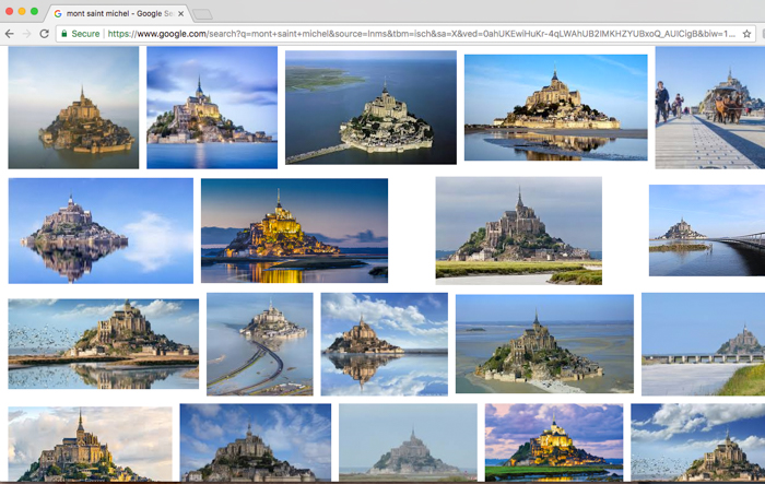 Mont Saint Michel Google search - to prove it's always the same result