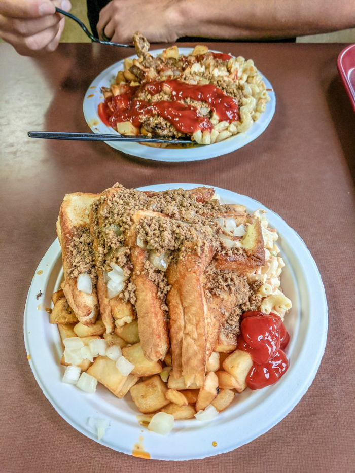 Nick Tahou Garbage Plate | Rochester, New York | Hamburger, Cheeseburger, Grilled Cheese, sausage | strange regional food obsessions | college food