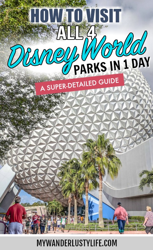 How to Do All 4 Disney Parks in 1 Day: A Super Detailed Guide | Disney World 4-park challenge: Magic Kingdom, Epcot Center, Animal Kingdom, Hollywood Studios #disney #disneyworld #traveltips #magickingdom #disneyhacks #epcot #animalkingdom #hollywoodstudios