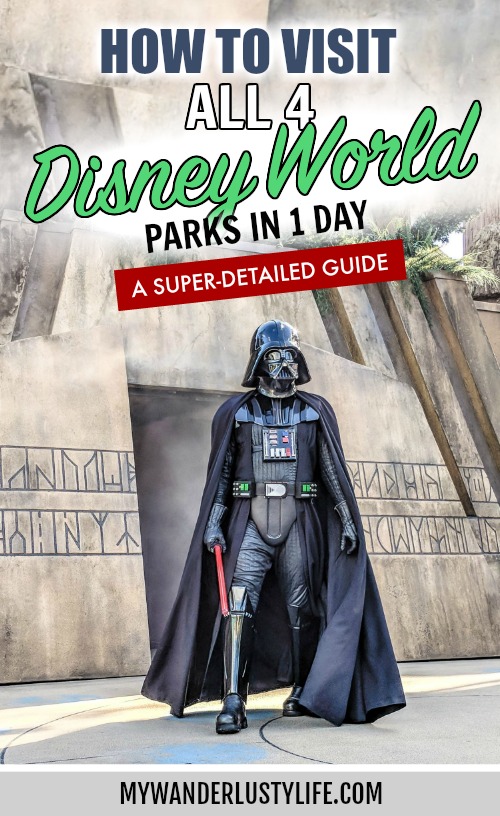 How to Do All 4 Disney Parks in 1 Day: A Super Detailed Guide | Disney World 4-park challenge: Magic Kingdom, Epcot Center, Animal Kingdom, Hollywood Studios #disney #disneyworld #traveltips #magickingdom #disneyhacks #epcot #animalkingdom #hollywoodstudios