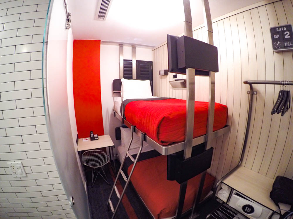 tiny room with bunk beds