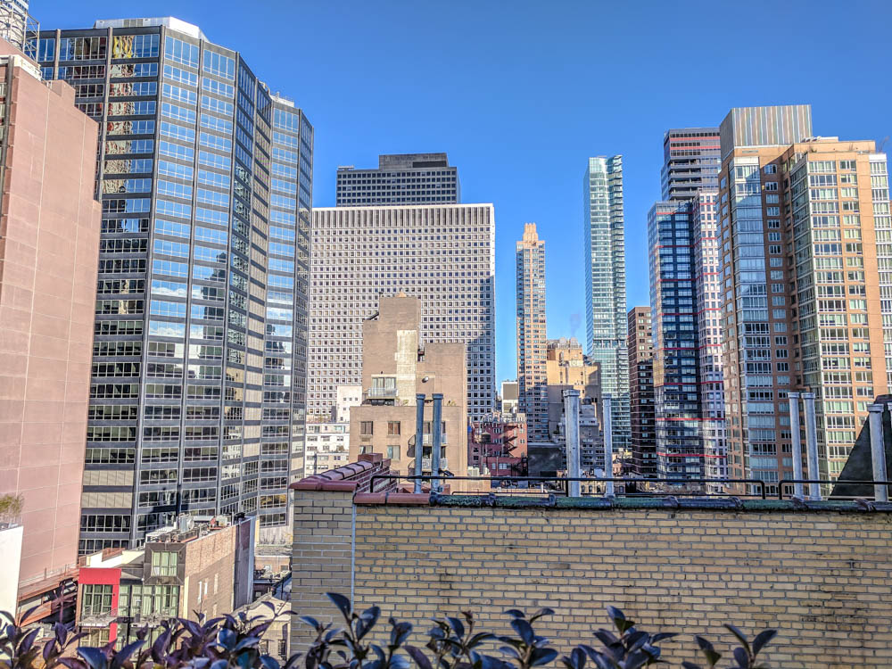 View of manhattan buildings from rooftop