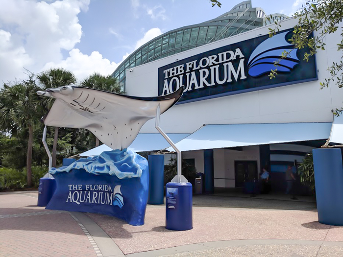 Entrance to the Florida Aquarium // How to use the Tampa Bay CityPASS as a childless adult. #aquarium #tampabay #florida #citypass #traveltips #vacation #tampa #timebudgettravel 