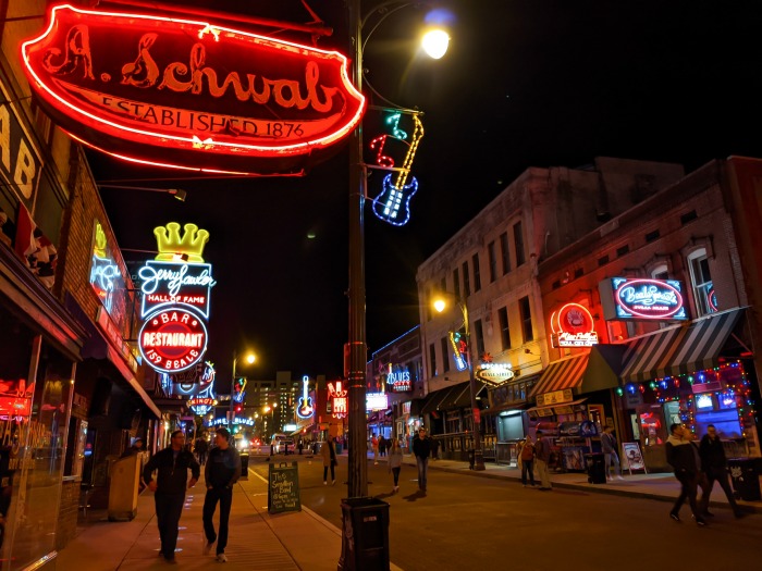 Beale Street at night | 200 things to do in Memphis, Tennessee for first-time visitors - a local's guide #memphis #tennessee #bealestreet