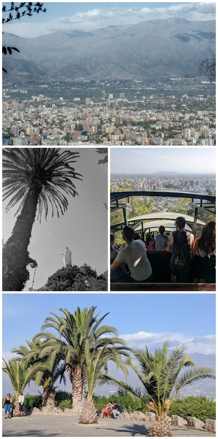 How to Spend One Week in Chile and Cover All the Bases | Santiago and taking in the views from the top of Cerro San Critobal (San Cristobal Hill), riding the funicular #santiago #chile #funicular #aerialviews #cerrosancristobal #whattodoinchile #weekinchile