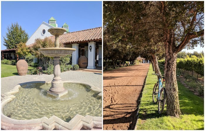 Fountain at Casas del Bosque winery | Wine Tasting in Chile: Casablanca vs. Maipo Valley | How to decide where to go wine tasting in Chile | Casablanca valley wineries | #chile #wine #winetasting #vineyard #casasdelbosque #casablanca 