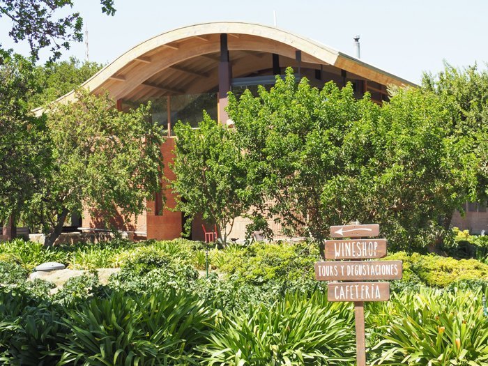 Entrance at Vina Emiliana winery | Wine Tasting in Chile: Casablanca vs. Maipo Valley | How to decide where to go wine tasting in Chile | Casablanca valley wineries | #chile #wine #winetasting #vineyard #emiliana #casablanca