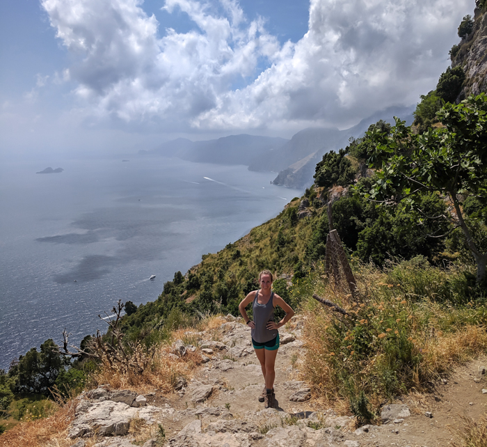 Me in front of the Amalfi Coast | Hiking the Path of the Gods from Sorrento, Italy on the Amalfi Coast | #pathofthegods #sorrento #amalficoast #hiking #italy