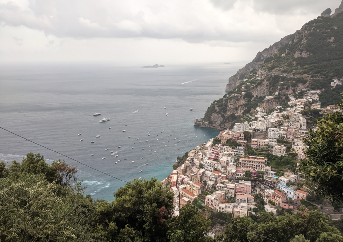 View of Positano along the Amalfi Coast | Hiking the Path of the Gods from Sorrento, Italy on the Amalfi Coast | #pathofthegods #sorrento #amalficoast #hiking #italy