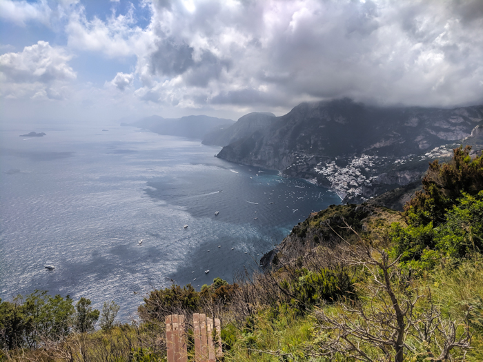 View of Positano along the Amalfi Coast | Hiking the Path of the Gods from Sorrento, Italy on the Amalfi Coast | #pathofthegods #sorrento #amalficoast #hiking #italy