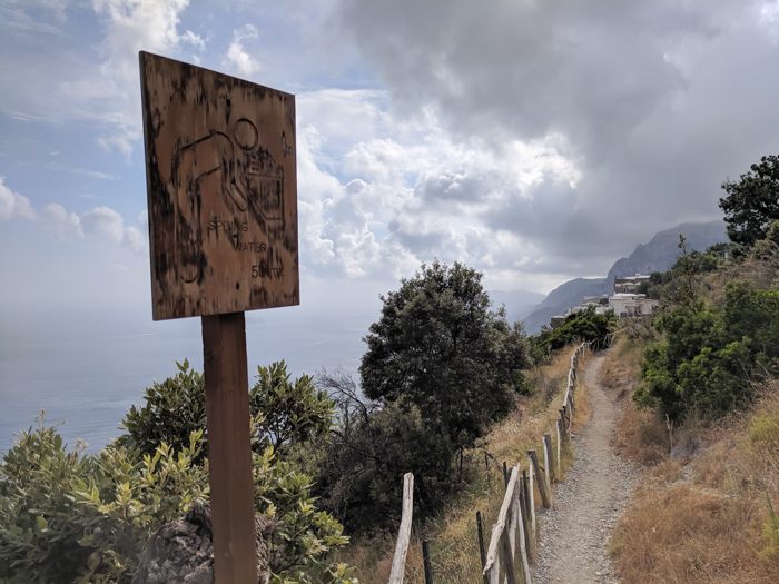 Only stop for water on the hike along the Amalfi Coast | Hiking the Path of the Gods from Sorrento, Italy on the Amalfi Coast | #pathofthegods #sorrento #amalficoast #hiking #italy