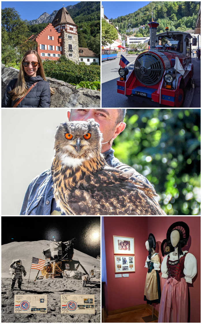 The Red House | Riding the Citytrain | the bird of prey show in Malbun | the Postal Museum | the Liechtenstein National Museum