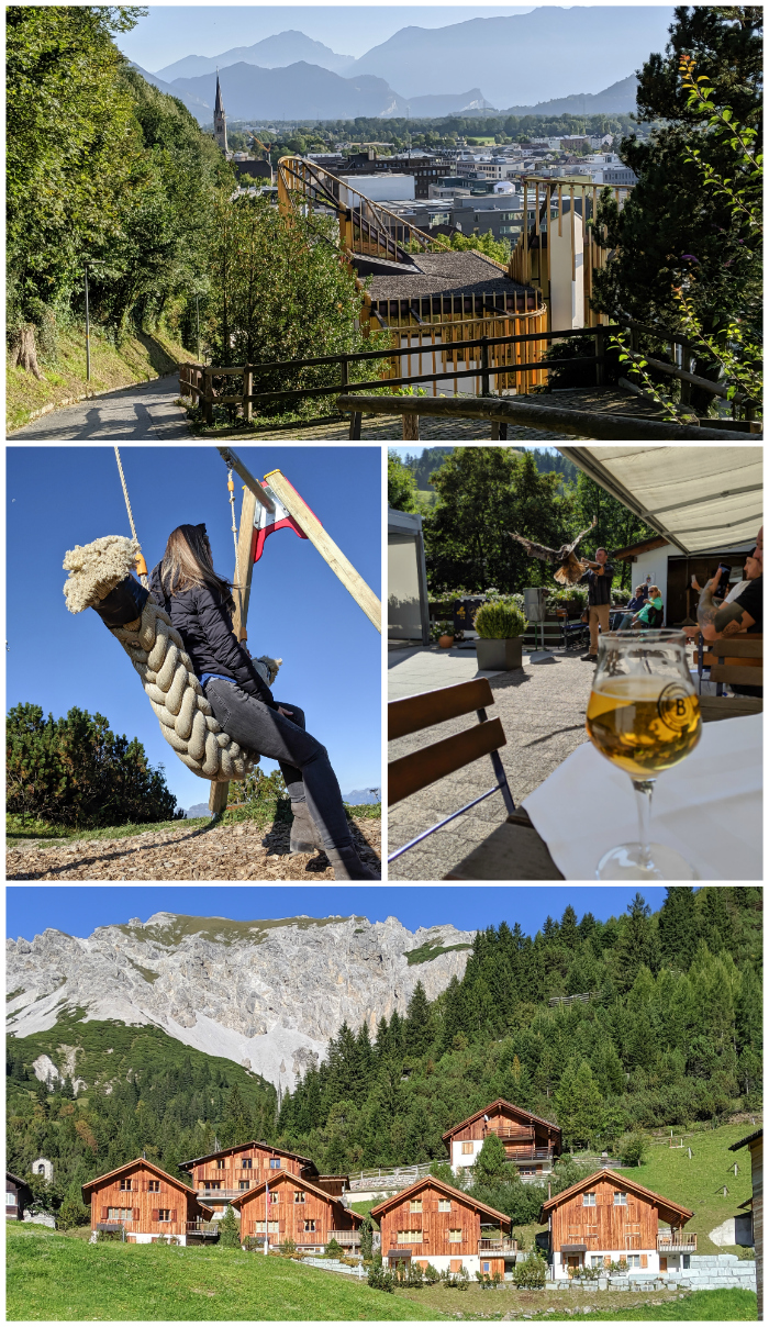 Spending 48 hours in Liechtenstein, hiking to Vaduz castle, outside berggasthaus sareis, the bird of prey show in malbum, alpine homes