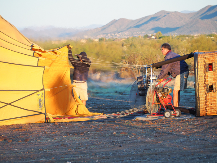 Blowing up the hot air balloon | What You Need to Know for Your Sunrise Hot Air Balloon Ride in Arizona | Scottsdale and Phoenix, Arizona hot air balloon rides with Hot Air Expeditions